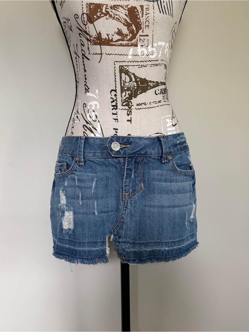 Y2K Vanity distressed low rise mini skirt